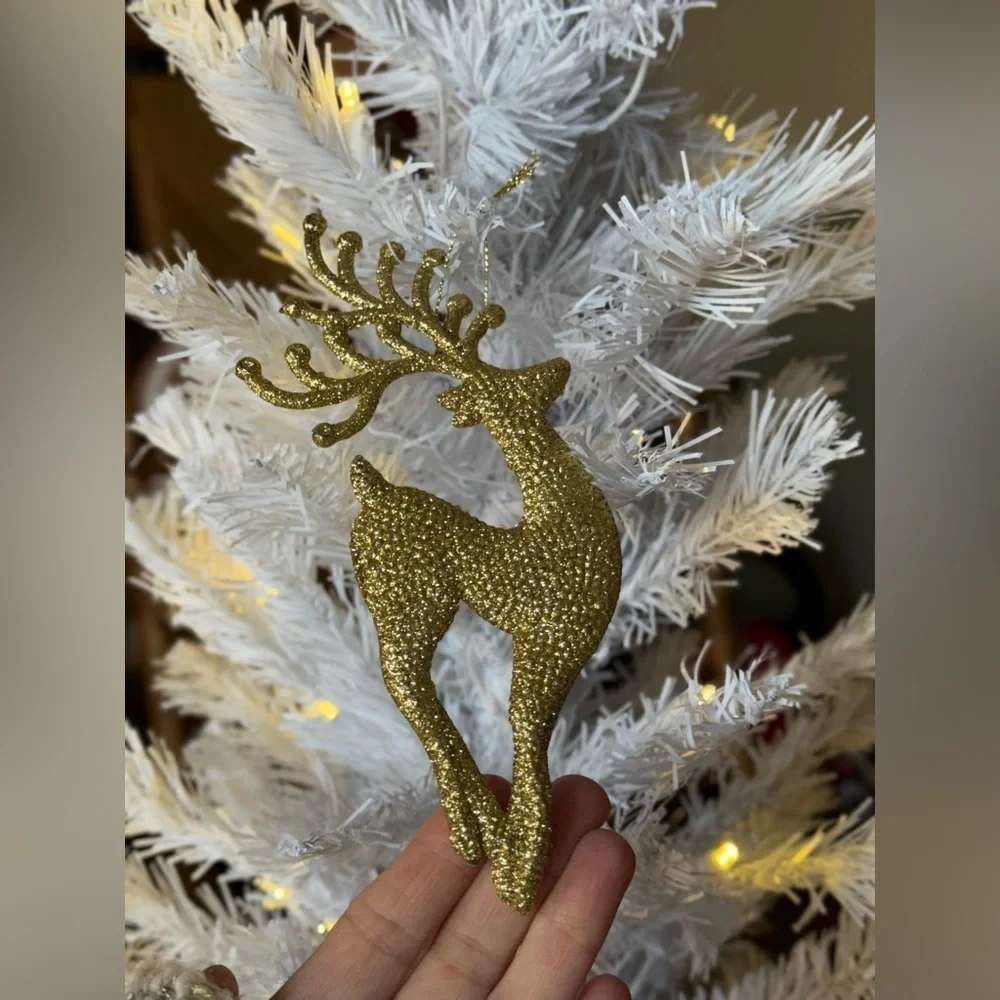 Vintage 1994 Gold Glitter Reindeer Ornament